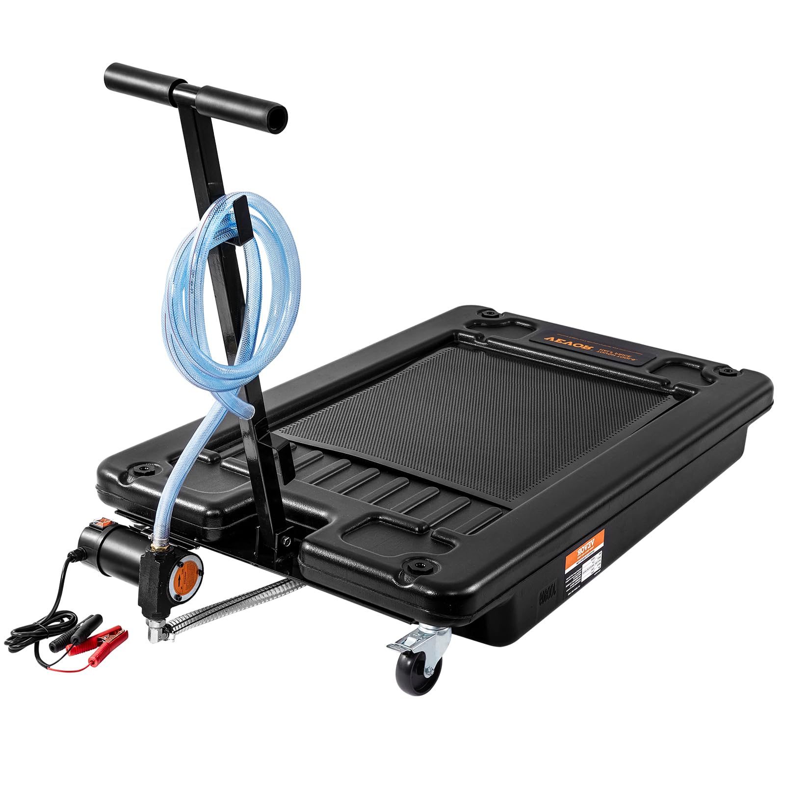 17 Gallon Oil Drain Pan with 180W Electric Pump - 64L Low Profile Oil Change Pan with 8.2' Hose & Swivel Casters for SUV, Truck, and Car Oil Changes - Perfect for DIY Auto Maintenance and Professional Garage Use