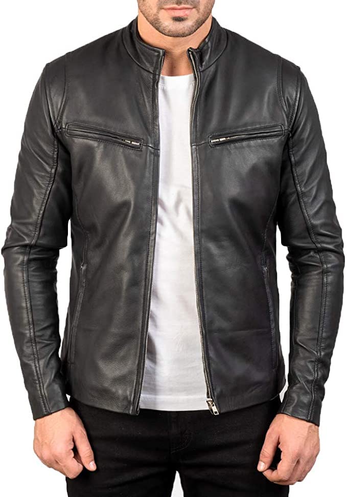 Premium Men's Sheepskin Leather Motorcycle Jacket - The Jacket Maker Ionic Biker Jacket for Men | Durable & Stylish Riding Gear for Cruiser, Harley & Street Bikes | Perfect for Daily Commute & Long Road Trips