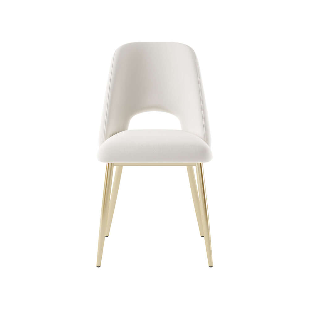 Modern Black Upholstered Dining Chairs Set of 2 - Hollow Back Design with Gold Metal Legs - Perfect for Kitchen, Dining Room & Home Decor