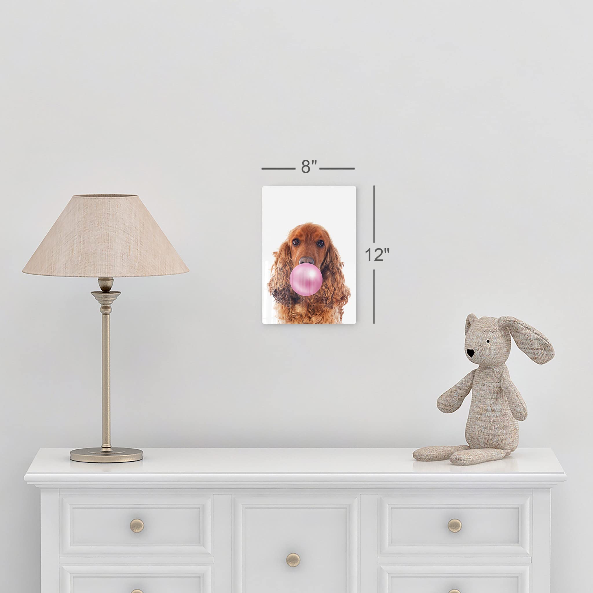 English Cocker Spaniel Chewing Bubble Gum Metal Wall Art - Pet Lover Gift, Pop Art Dog Portrait for Office, Living Room, Bedroom & Nursery Decor (24x16 Inches) - Perfect for Dog Lovers & Home Decoration