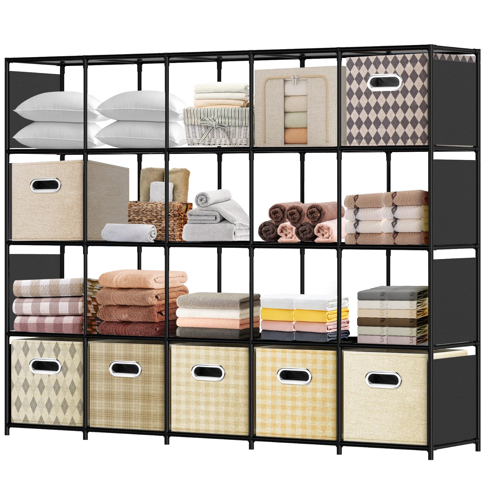 BALEINE 20 Grids Metal Cube Storage Shelf - DIY Bookshelf, Closet Organizer, Cubby Shelf for Home, Office & Dorm Room Storage Solutions