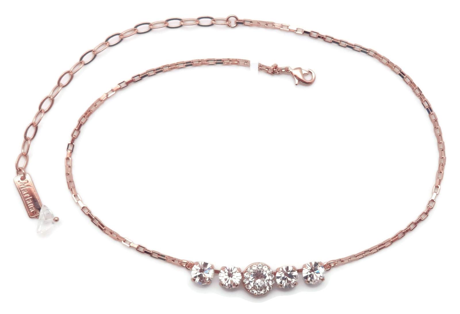 Mariana On A Clear Day Rose Gold-Tone Necklace with Clear Crystal Circle Mosaic Pendant - Elegant Jewelry for Women, Perfect for Weddings, Parties & Special Occasions