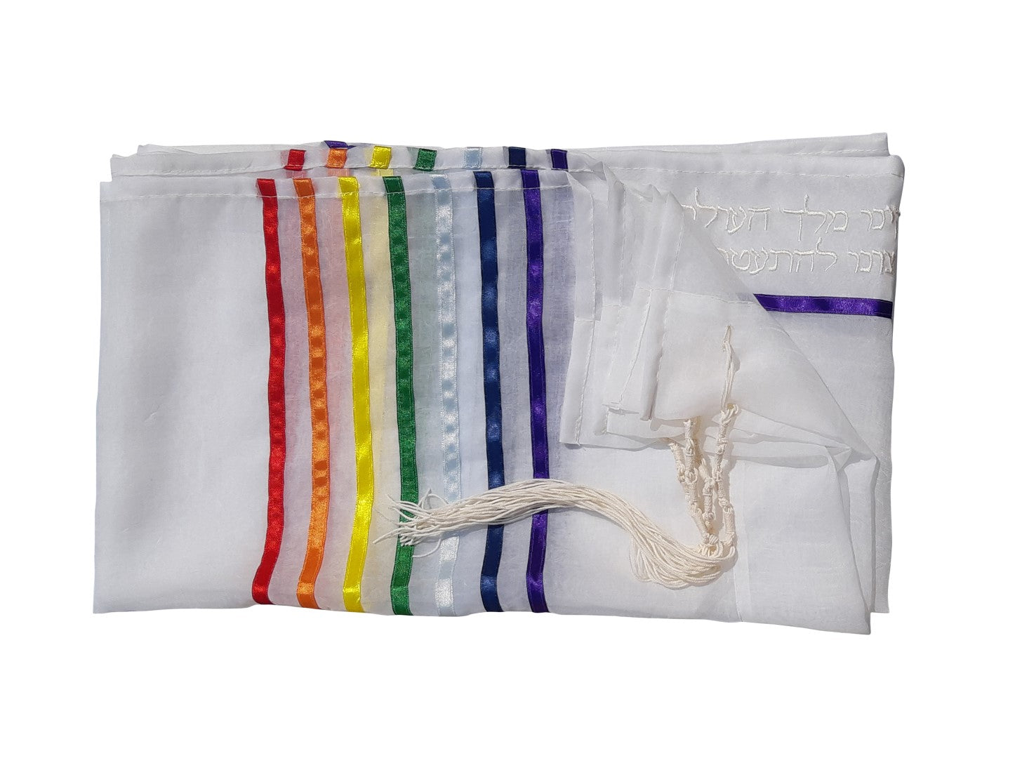 Handmade Sheer Rainbow Tallit Prayer Shawl - Joseph's Coat of Many Colors Jewish Prayer Scarf for Women, Bat Mitzvah Gift Set with Tzitzit - Perfect for Synagogue, Shabbat & Jewish Ceremonies
