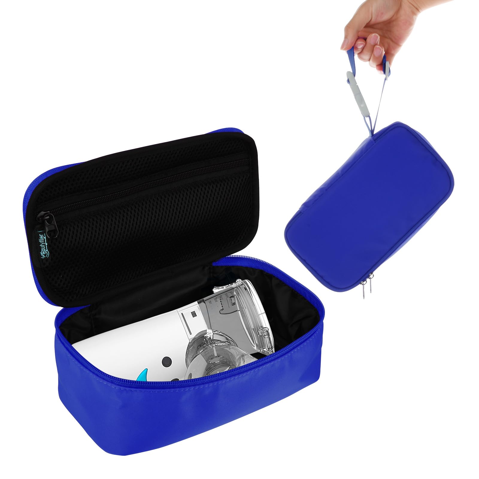 Portable Nebulizer Travel Case for Kids & Adults - Asthma Inhaler Holder with Mesh Medicine Pocket - Blue Carrying Bag for Home, Travel & Emergency Use