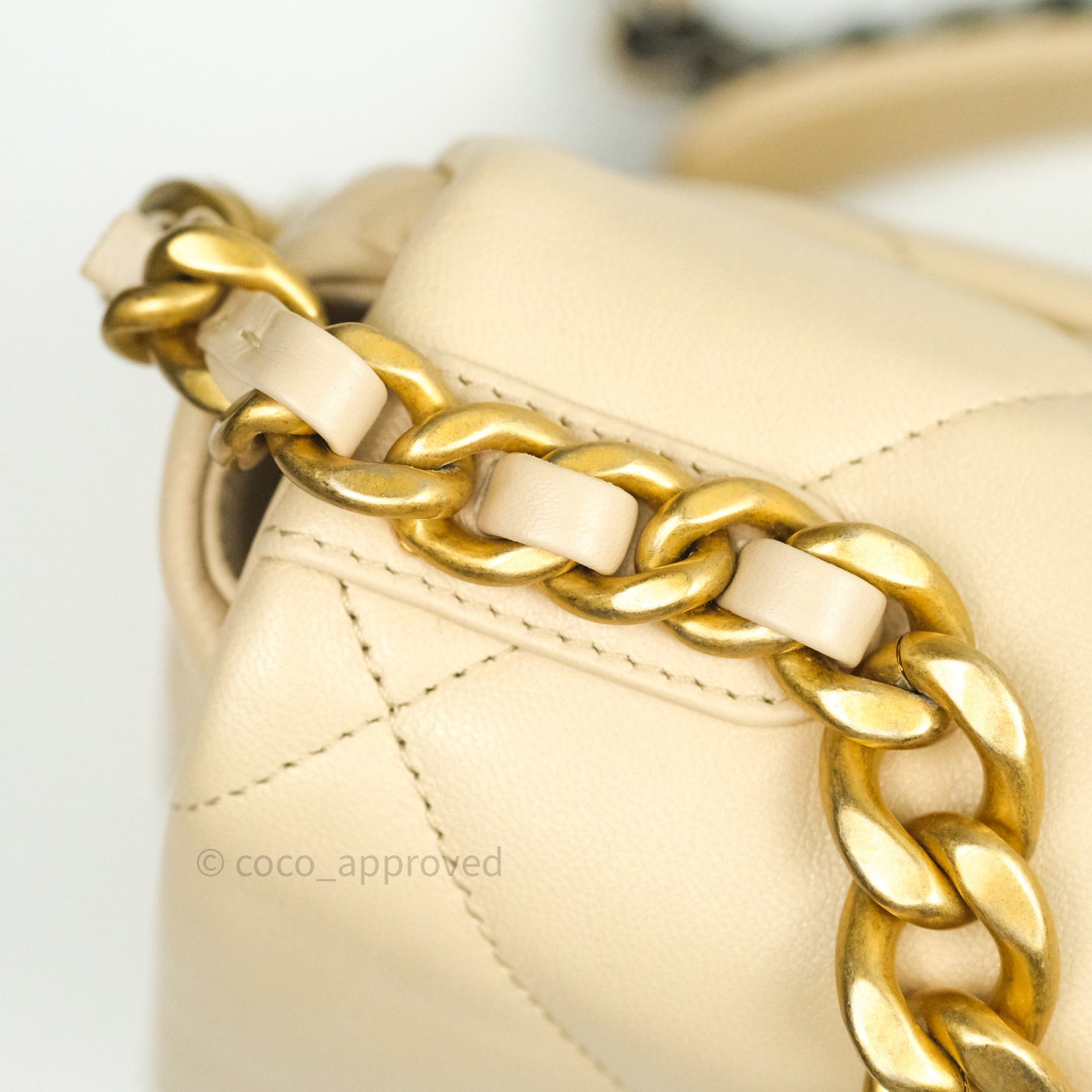 Chanel 19 Small Beige Goatskin Leather Bag with Mixed Gold & Silver Hardware - Luxury Designer Handbag for Women, Perfect for Everyday Use & Special Occasions