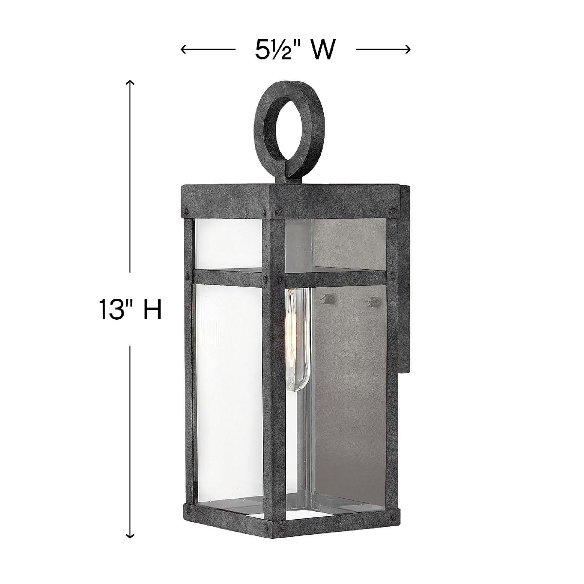 Hinkley Porter Small Wall Mount Outdoor Lantern - Lisa McDennon Estate Series, 1-Light Aluminum Clear Glass with Aged Zinc Finish - Perfect for Porch, Patio, and Garden Lighting