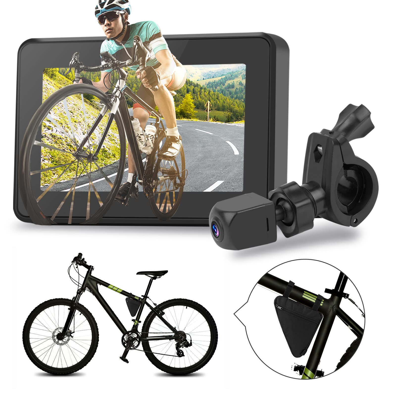 Blueear 1080P HD Bicycle Rear View Camera with 4.3