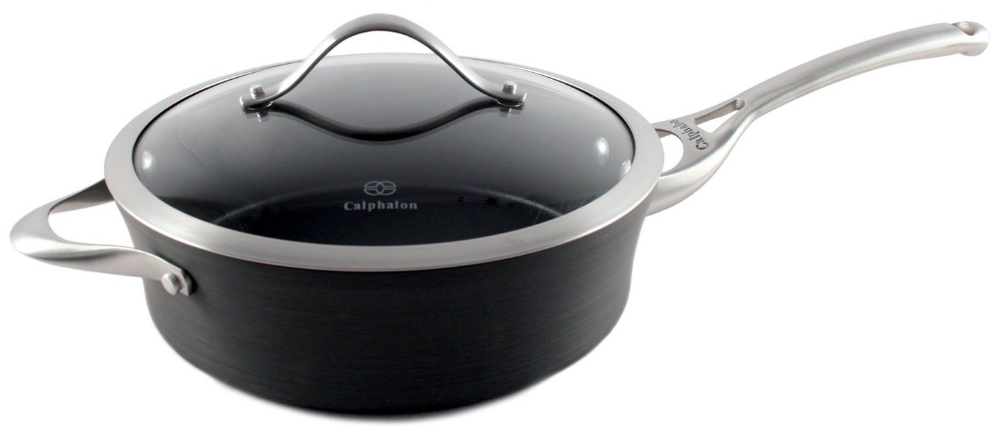 Calphalon Contemporary Nonstick 3-Quart Saute Pan with Glass Lid - Perfect for Sautéing, Frying & Simmering - Ideal for Home Cooking & Professional Kitchens