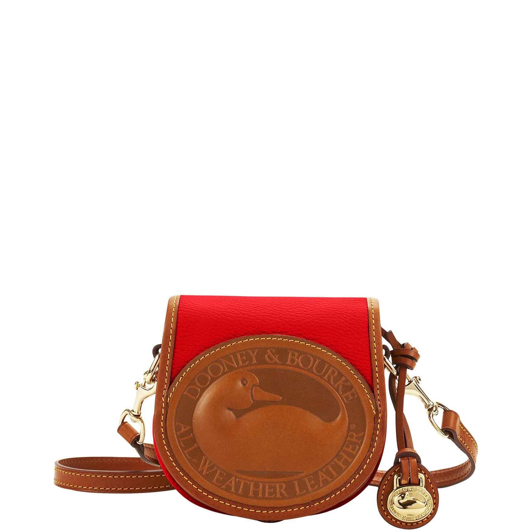 Dooney & Bourke Women's All-Weather Leather Crossbody Handbag with Duck Charm - Red | Fashionable Everyday Purse for Work, Shopping & Travel