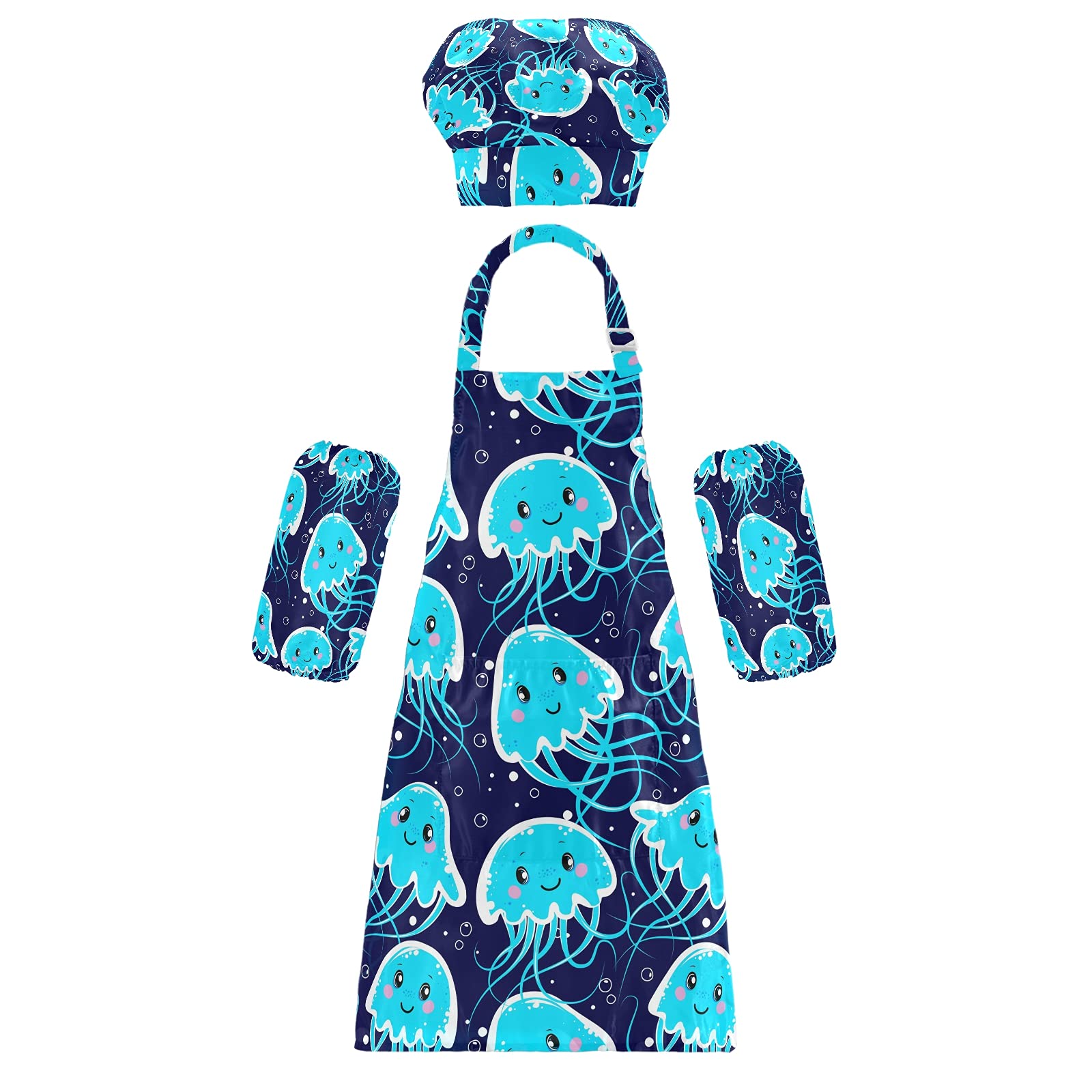 Cute Jellyfish Kids Apron Set for Cooking & Baking - Kitchen & Gardening Wear