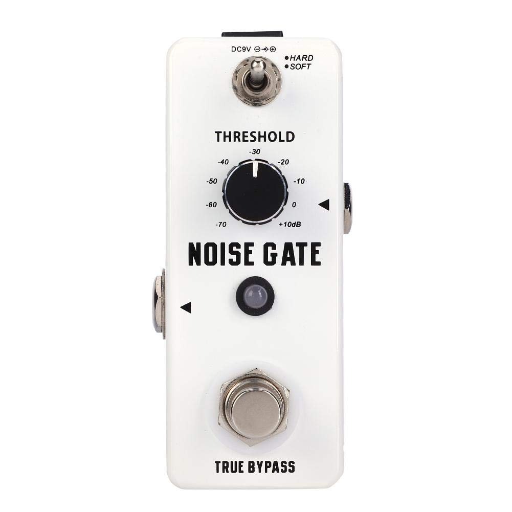 Mini Gate Analog Noise Gate Pedal for Guitar & Bass - True Bypass, White Metal Shell - Perfect for Live Performances & Studio Recording