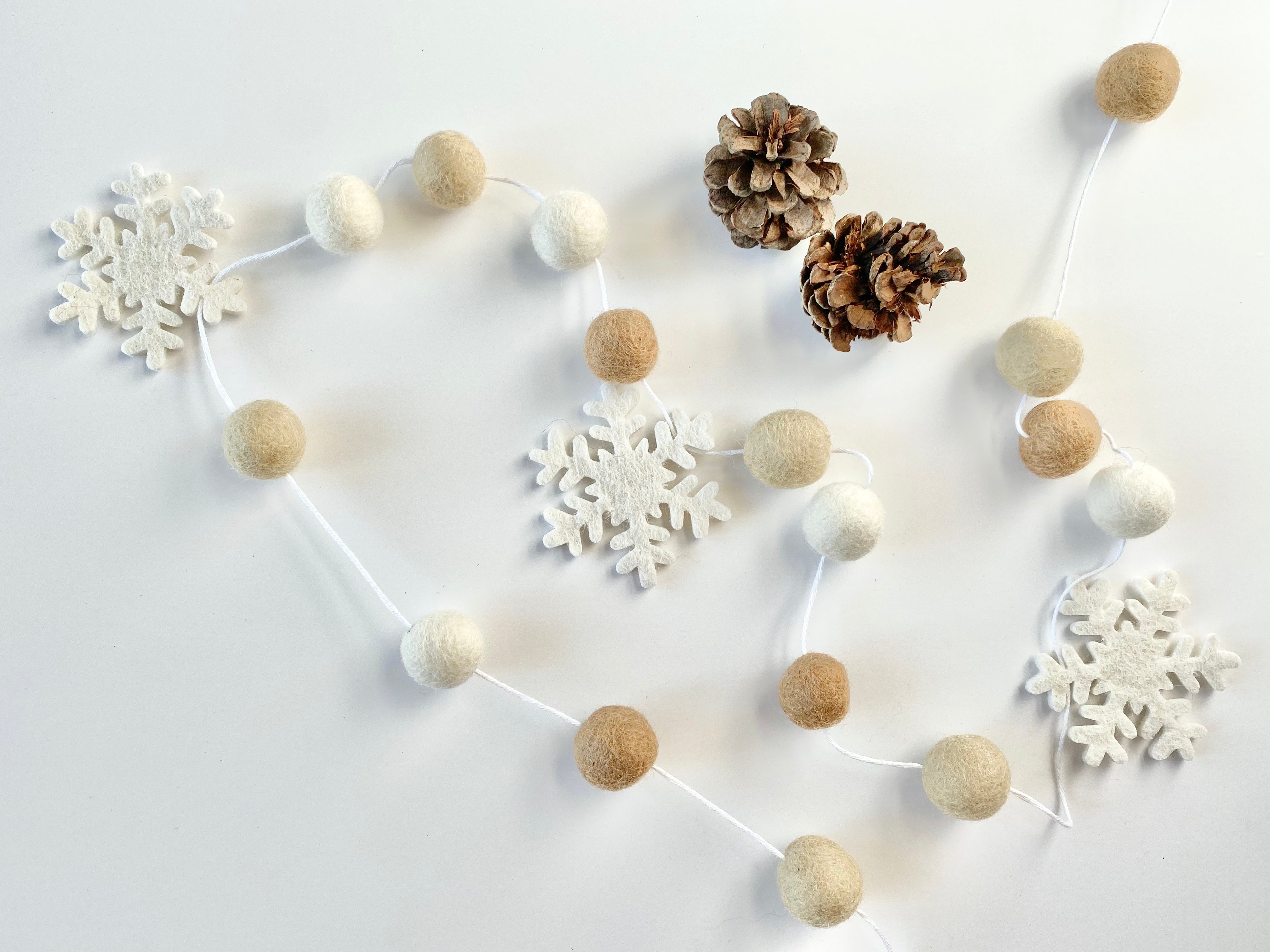 Neutrals Snowflake Garland - Best Selling Winter Holiday Decor for Christmas Tree, Fireplace & Home Decoration