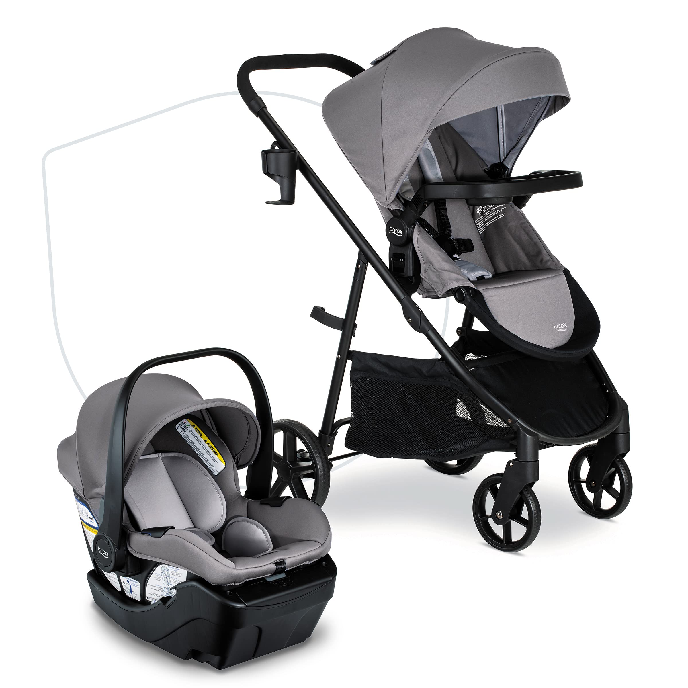 Britax Willow Brook Baby Travel System - Infant Car Seat & Stroller Combo with Aspen Base | ClickTight Technology & RightSize System | 4 Recline Positions | Graphite Glacier | Perfect for Newborns, Shopping & Family Outings