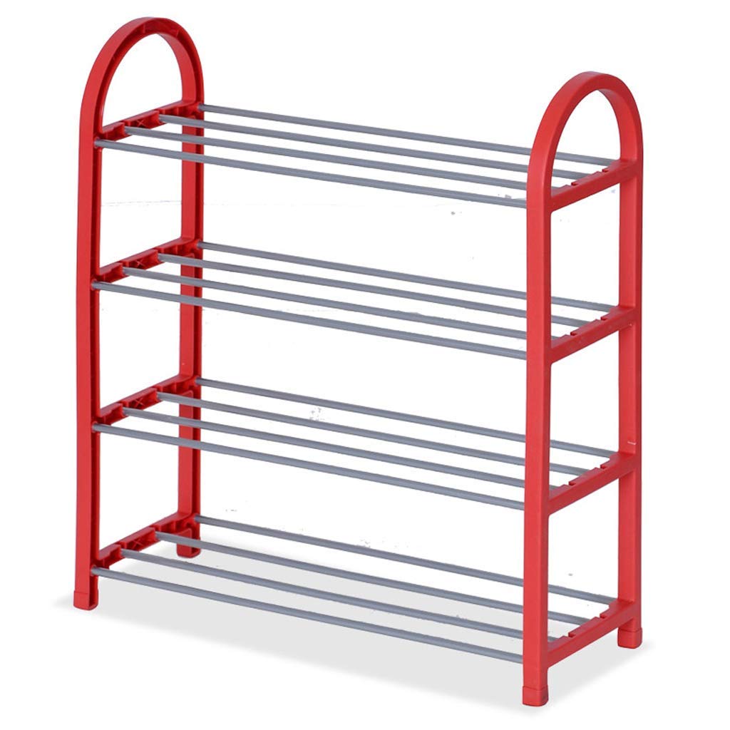 YANQING 5-Tier Shoe Rack Organizer - Space Saving Shoe Storage Shelf for Living Room, Porch, Entryway - Sturdy Shoe Cabinet with Combination Design (57x19x57cm, Red) - Perfect for Small Spaces & Apartment Organization