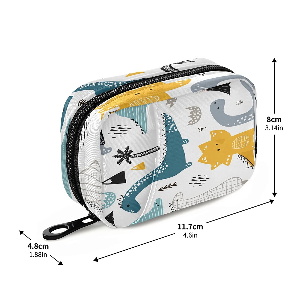 Scandinavian Style Dinosaur Pill Organizer Case - Portable Medicine Box for Vitamins, Supplements & Daily Pills | Perfect for Travel, Home & Office Use