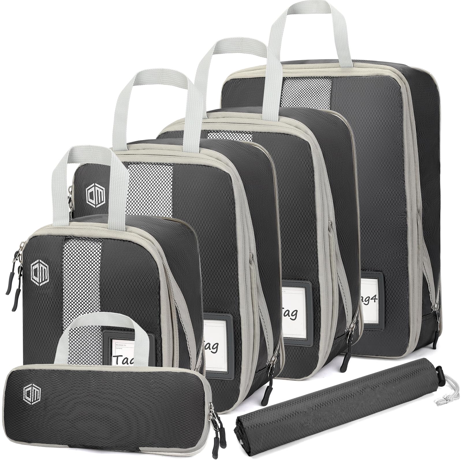 4/6 Set Expandable Compression Packing Cubes with Label - Travel Organizer Bags for Carry-On Luggage & Suitcase - Perfect for Business Trips, Vacations & Weekend Getaways