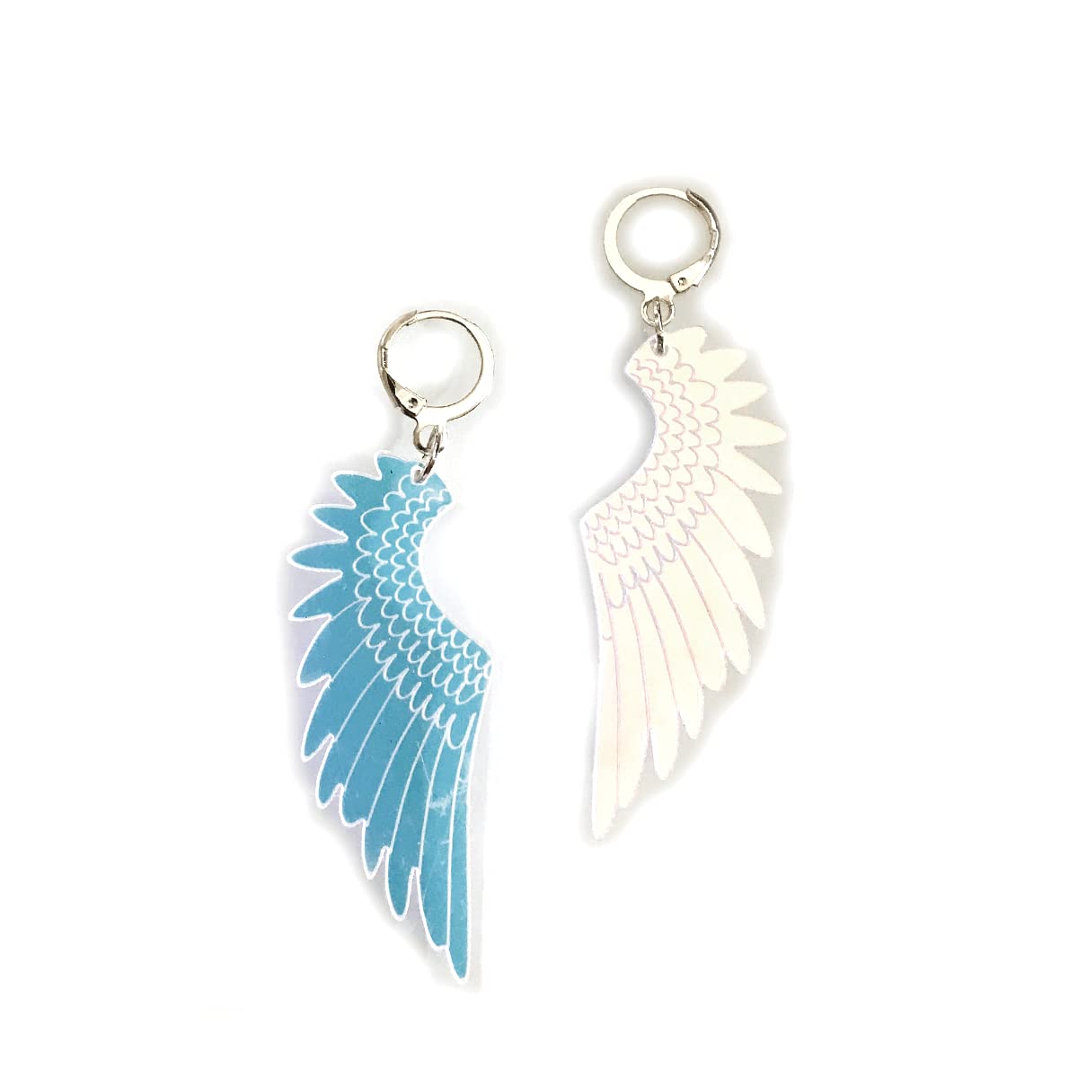 Angel Wing Feather Statement Earrings for Women | Acrylic Punk Hoop Earrings | Color Changing Fashion Jewelry | Perfect for Parties, Concerts & Punk Outfits