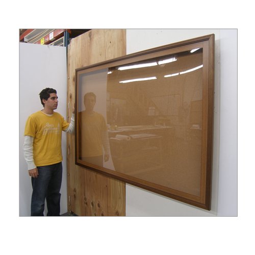 36x84 Inch SwingFrame Designer Wood Framed Large Cork Bulletin Board with 8 Inch Deep Display Case - Perfect for Office, Classroom, or Home Organization and Memo Display
