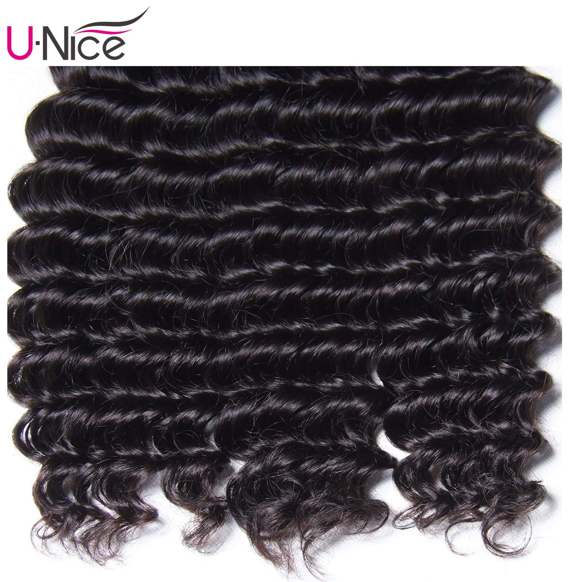 UNice Peruvian Virgin Human Hair Extensions - 3 Bundles Deep Wave Weft, 100% Real Human Hair, Natural Color, 95-100g per Piece (14 16 18 Inch) for Stunning Volume & Length - Perfect for Daily Wear, Special Occasions & Salon Styling
