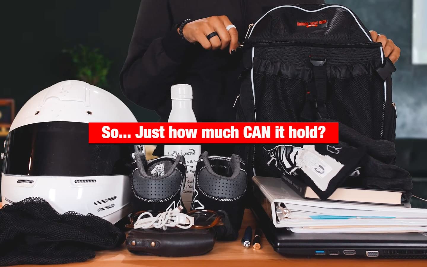 Badass Moto Motorcycle Helmet Backpack - Compact Helmet Holder & Travel Bag for Bikers - Airline Approved Motorcycle Gear - Perfect for Commuting, Road Trips & Adventure Riding
