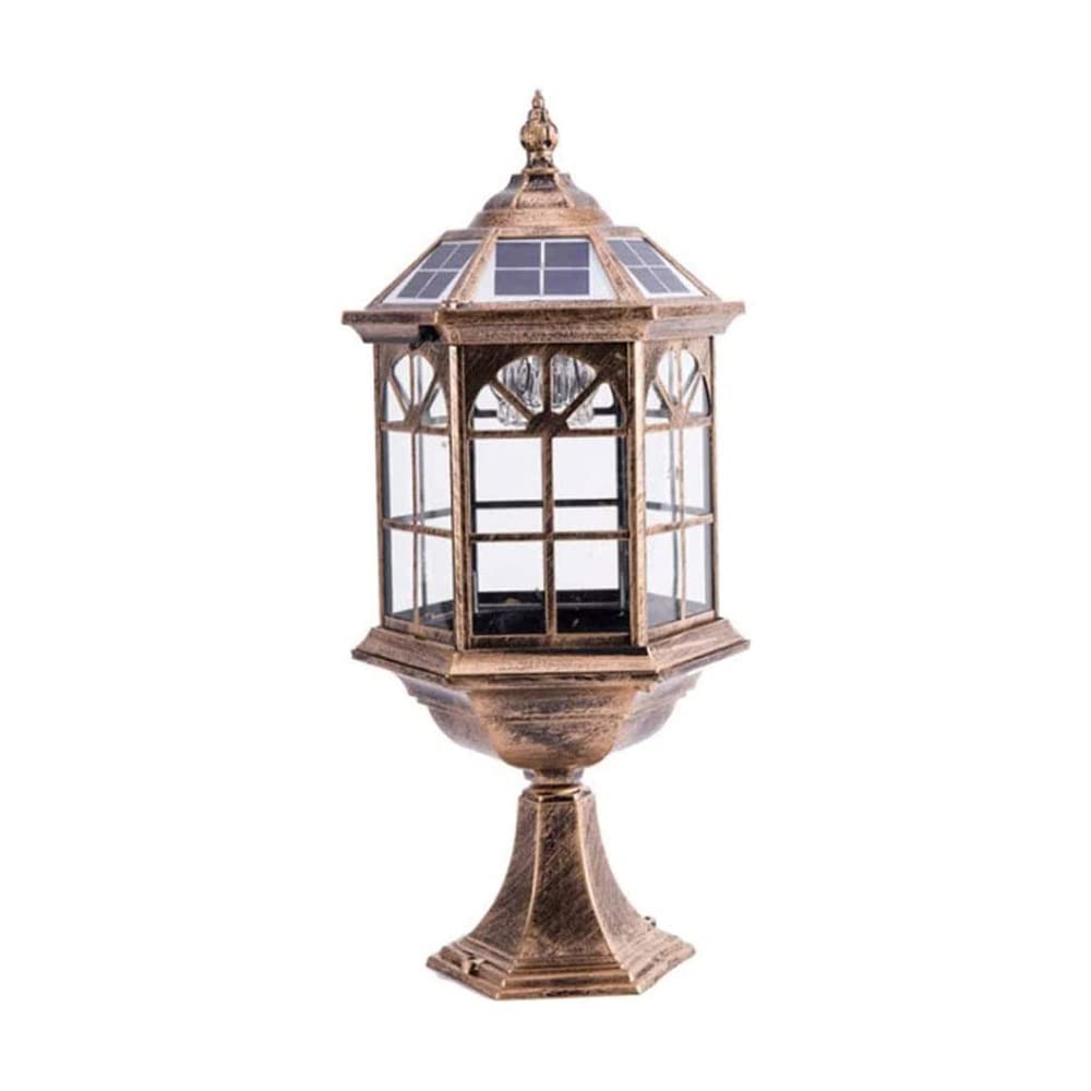 Solar Powered Outdoor Waterproof Pillar Lights - European Style Garden & Courtyard Lanterns for Villa Fence, Lawn Gate & Landscape Lighting | Weatherproof Post Lamps for Pathways, Driveways & Outdoor Decor