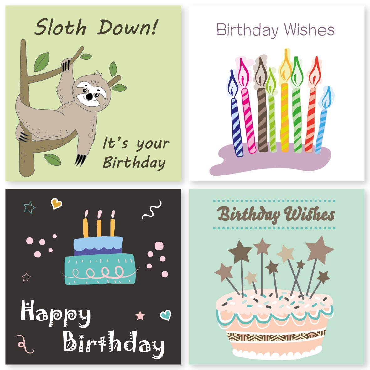 24-Pack Mixed Birthday Cards with Envelopes - Blank Inside Happy Birthday Greeting Cards for All Ages - Perfect for Parties, Gifts & Celebrations