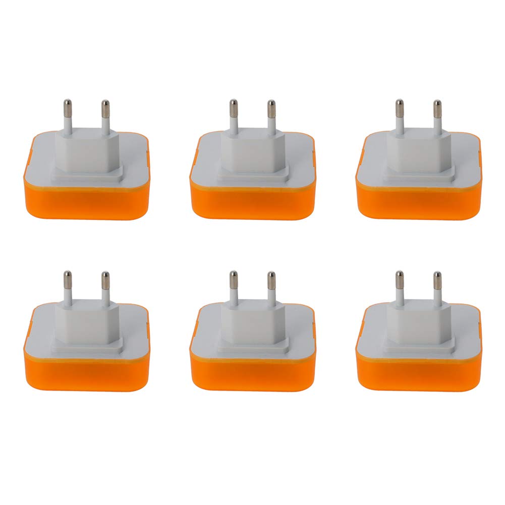 Othmro 6-Pack Plug-in LED Night Lights with Auto Dusk-to-Dawn Sensor - Warm Yellow ABS Bulbs (L65×W65×H68mm) for Bedroom, Kitchen, Hallway - Christmas Decor & Safety Lighting - EUR Plug