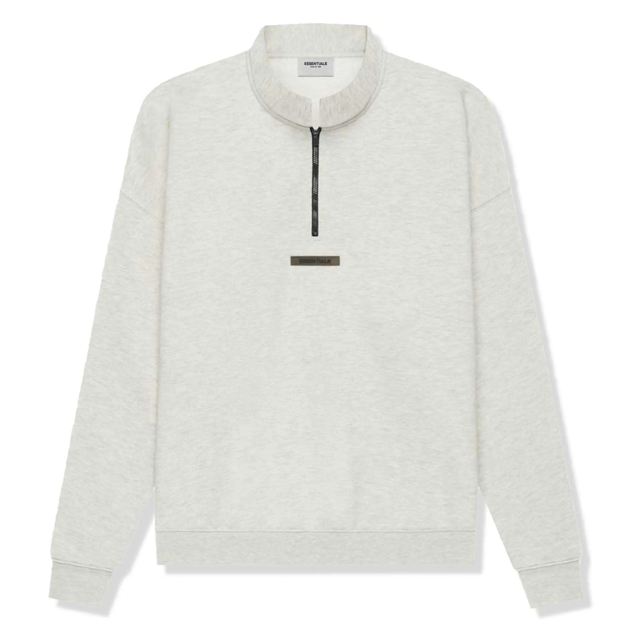 Fear Of God Essentials Light Heather Oatmeal Half Zip Sweatshirt | Men's Casual Pullover Hoodie | Perfect for Streetwear & Lounge Wear