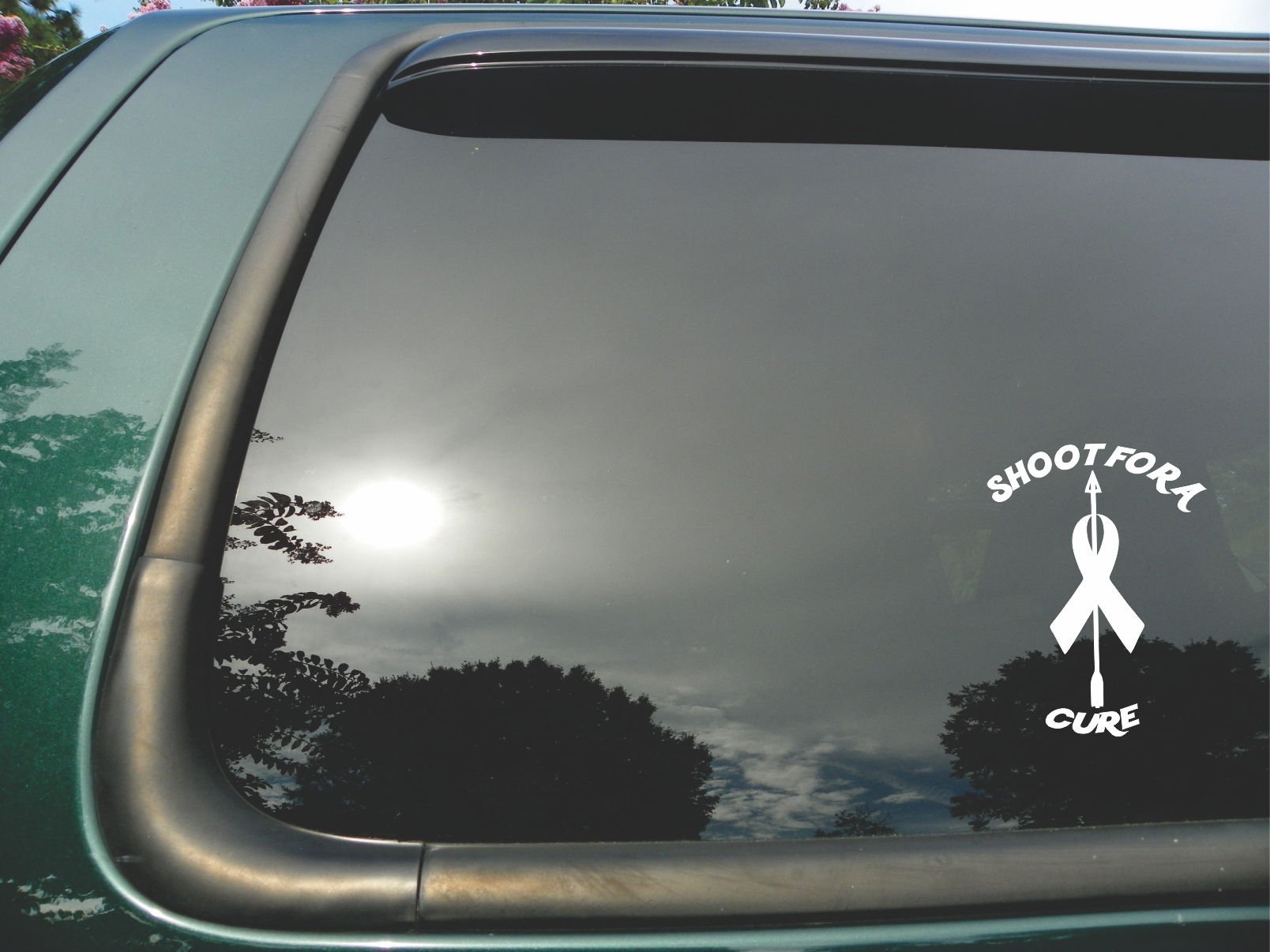 Shoot for a Cure Die-Cut Vinyl Decal - 4.5x6 Inch Car, Truck, Laptop & Window Sticker - Support Cancer Awareness - Perfect for Vehicles, Electronics & Home Decor