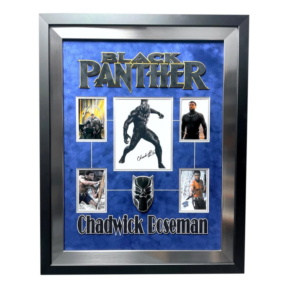 Chadwick Boseman Autographed Black Panther 8x10 Photo Framed with JSA COA - Signed Marvel Collectible - Perfect for Home Decor, Office Display & Superhero Fan Gifts