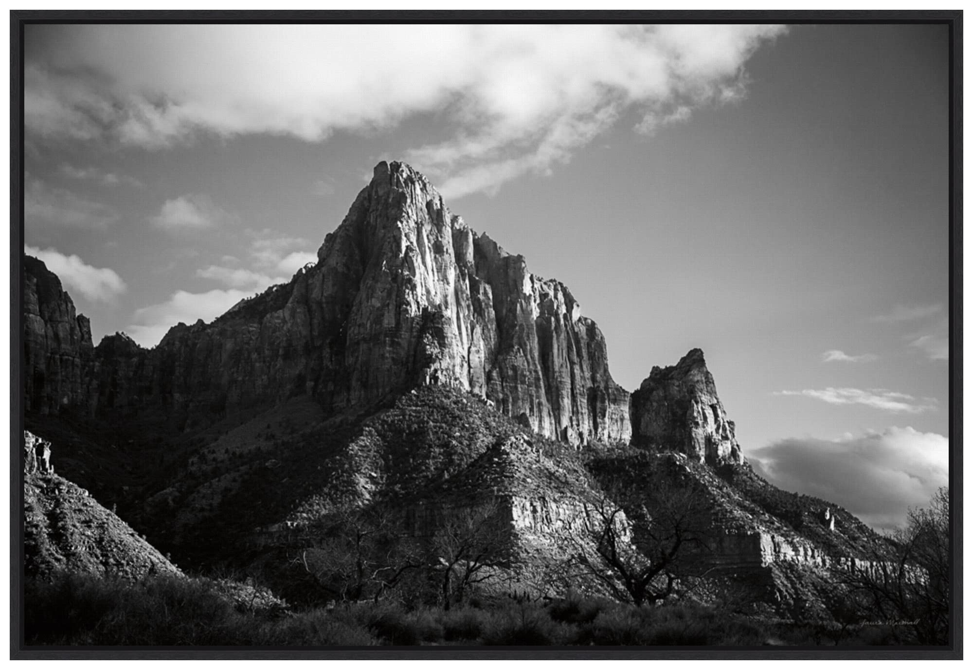 Amanti Art Framed Canvas Wall Art 23x33 - The Watchman I by Laura Marshall, Landscape Painting, Modern Home Decor for Living Room, Bedroom, Office | Large Framed Canvas Artwork for Wall Decor | Perfect for Housewarming Gifts & Interior Design