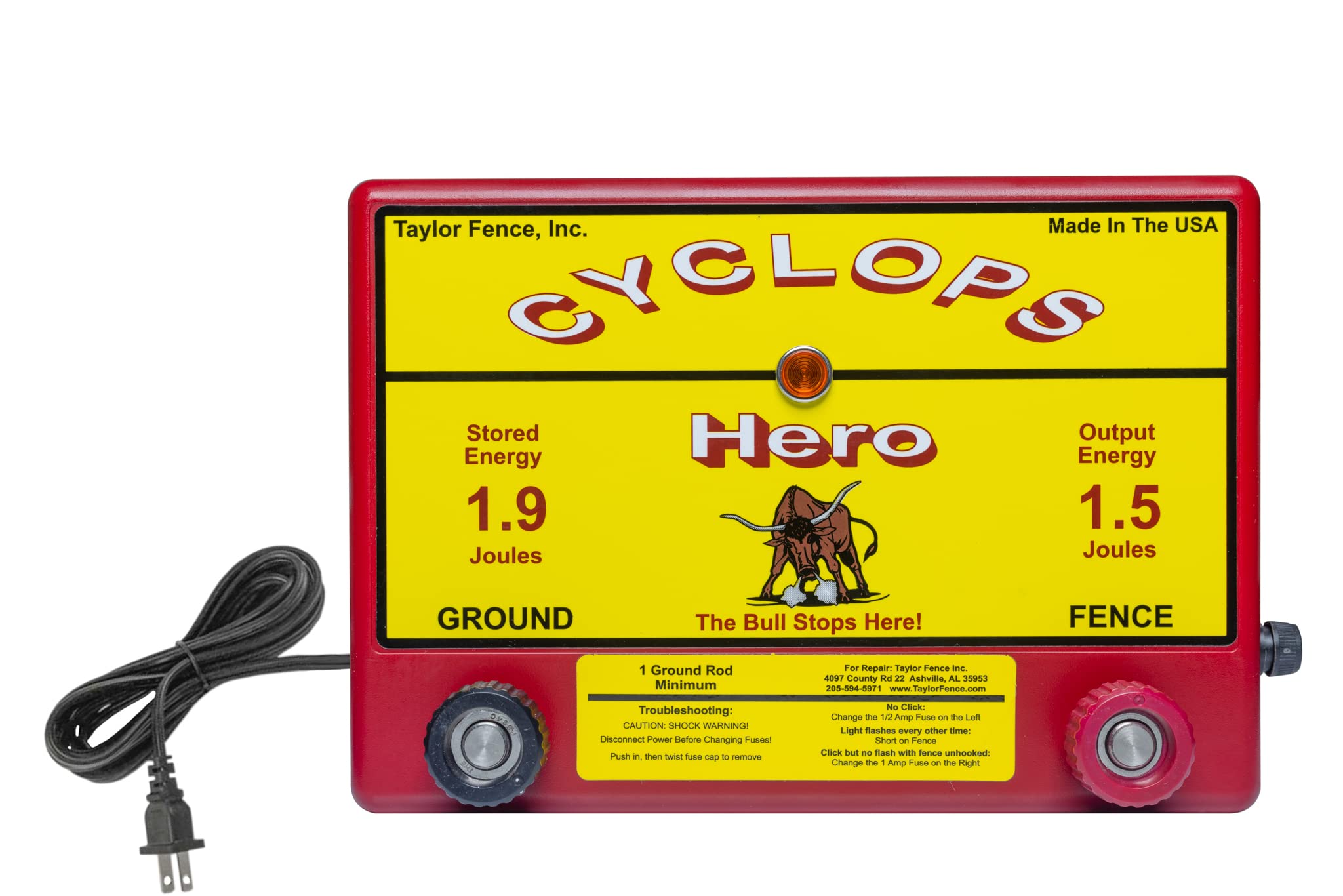 Cyclops Hero - 1.5 Joule Electric Fence Charger for AC Power - Secure Livestock & Protect Gardens - Perfect for Farms, Ranches & Backyard Security