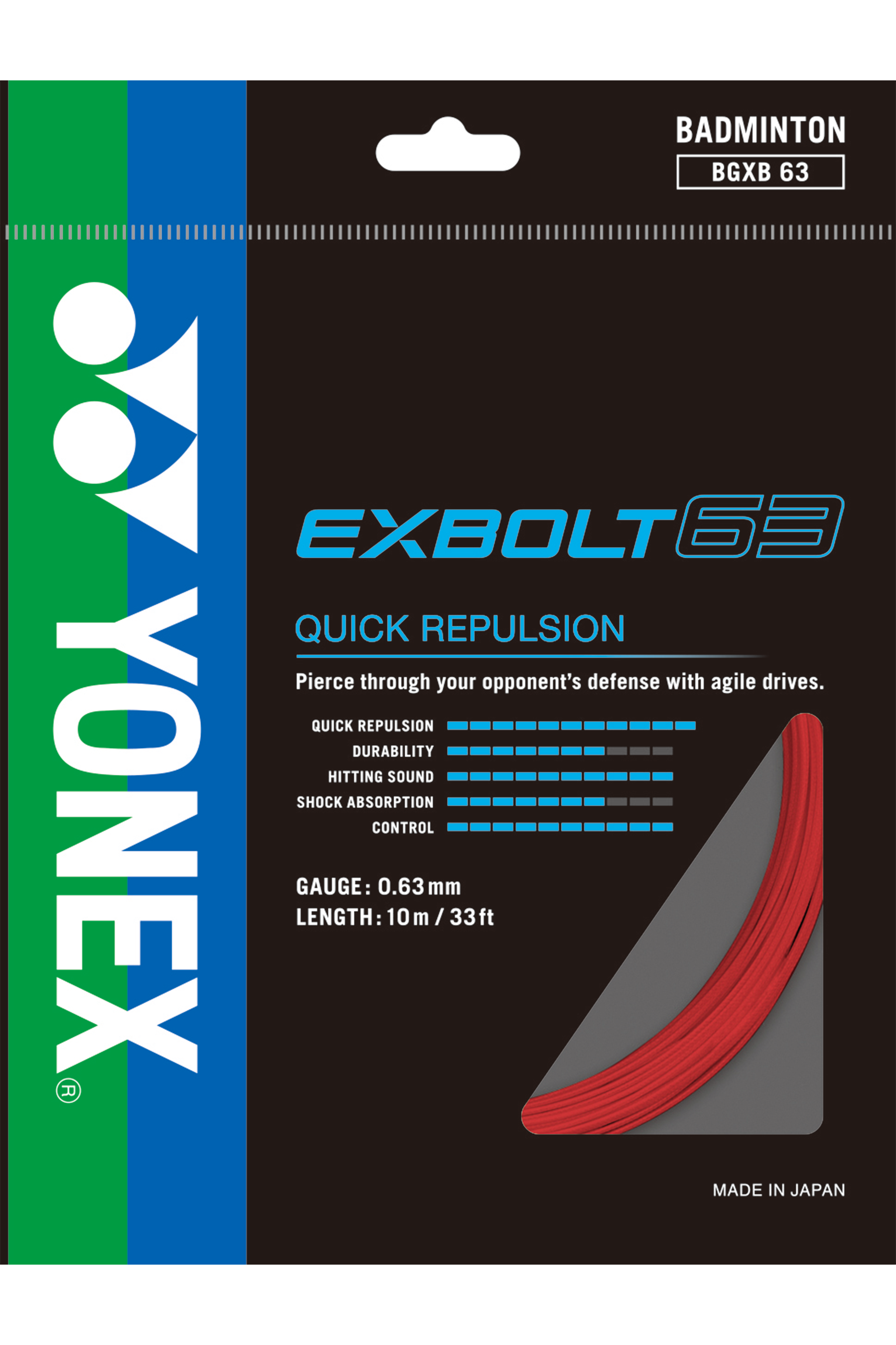 Yonex Exbolt 63 Badminton String - High Performance Badminton Racket String for Professional Players | Perfect for Tournament Play & Training