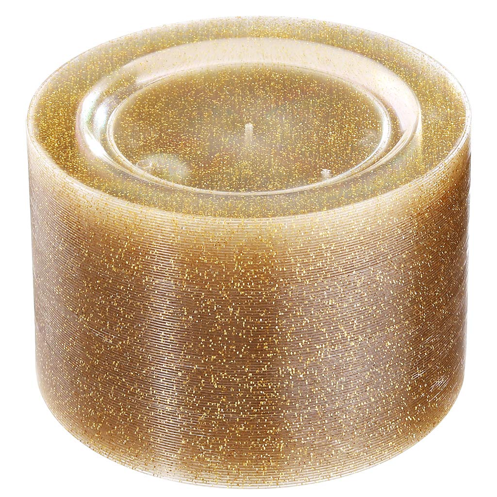 Premium Gold Plastic Plates - 100 Pack Elegant Disposable Salad & Dessert Plates for Weddings, Parties, Events - Perfect for Catering, Buffets, and Special Occasions