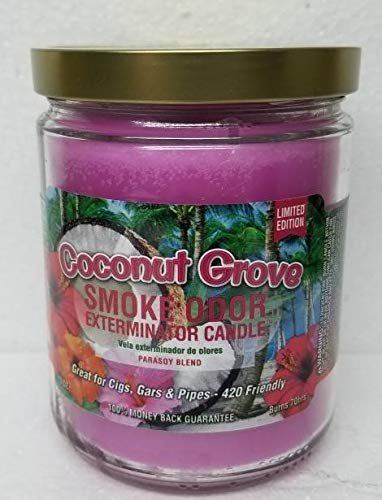 Smoke Odor Eliminator Candle - 13 oz Coconut Grove Scented Jar (8-Pack) | Orange Lemon, Pumpkin Spice, Pineapple Coconut, Tropical Fiesta, Cool Cucumber Honeydew, Apple Orchard & Papaya | Home, Office, Car Air Freshener for Smoke & Pet Odor Removal