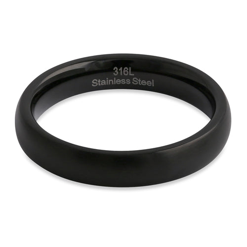 4mm Black Brushed Stainless Steel Wedding Band Ring for Men - Durable, Hypoallergenic, Comfort Fit - Perfect for Engagement, Anniversary, and Everyday Wear