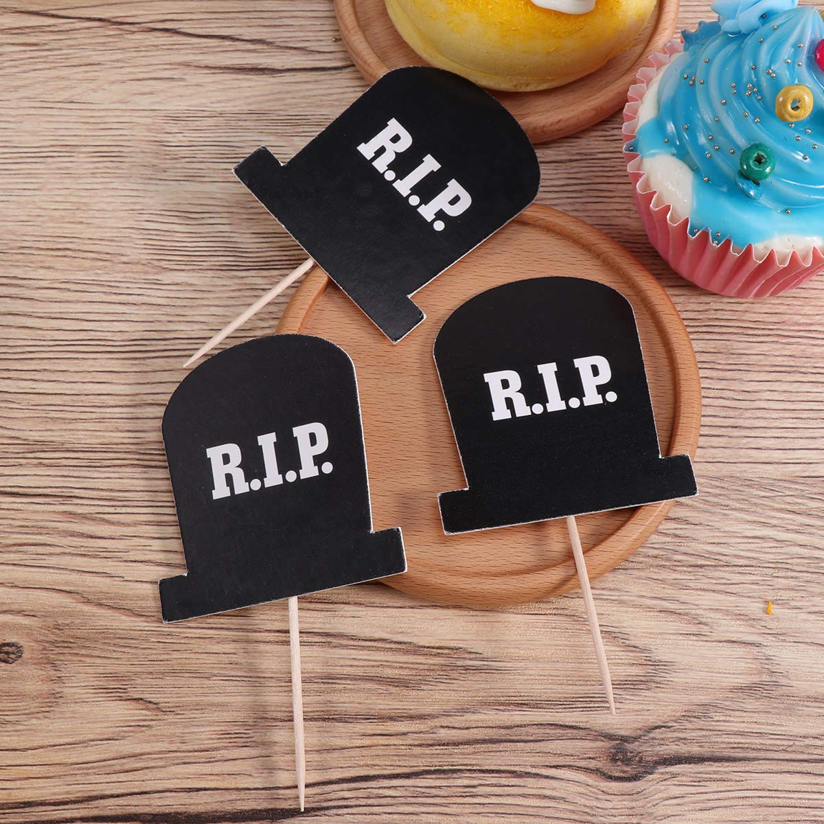 VALICLUD 10pcs Halloween Cake Toppers Set - Spooky Cemetery Cupcake Picks & Cake Decorations for Halloween Party, Birthday, Themed Desserts - Perfect for DIY Cupcakes, Cakes, Cookies & Dessert Table Decor