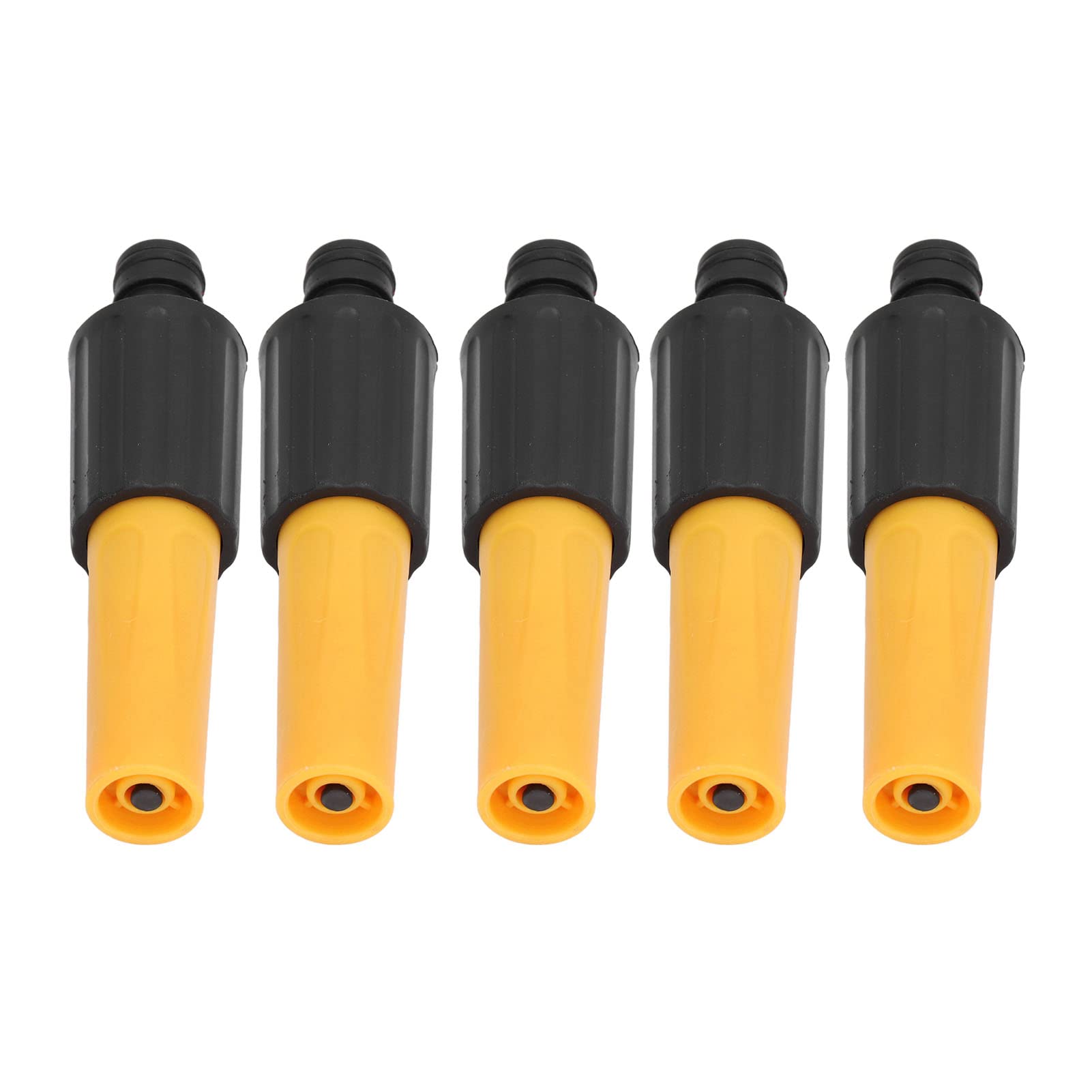 5Pcs High Pressure Hose Nozzle ABS Yellow Black 1/2in Quick Connector - Garden Watering Tool with Adjustable Flow & TPR Soft Grip Coating for Lawn, Plants, Car Washing and Outdoor Cleaning