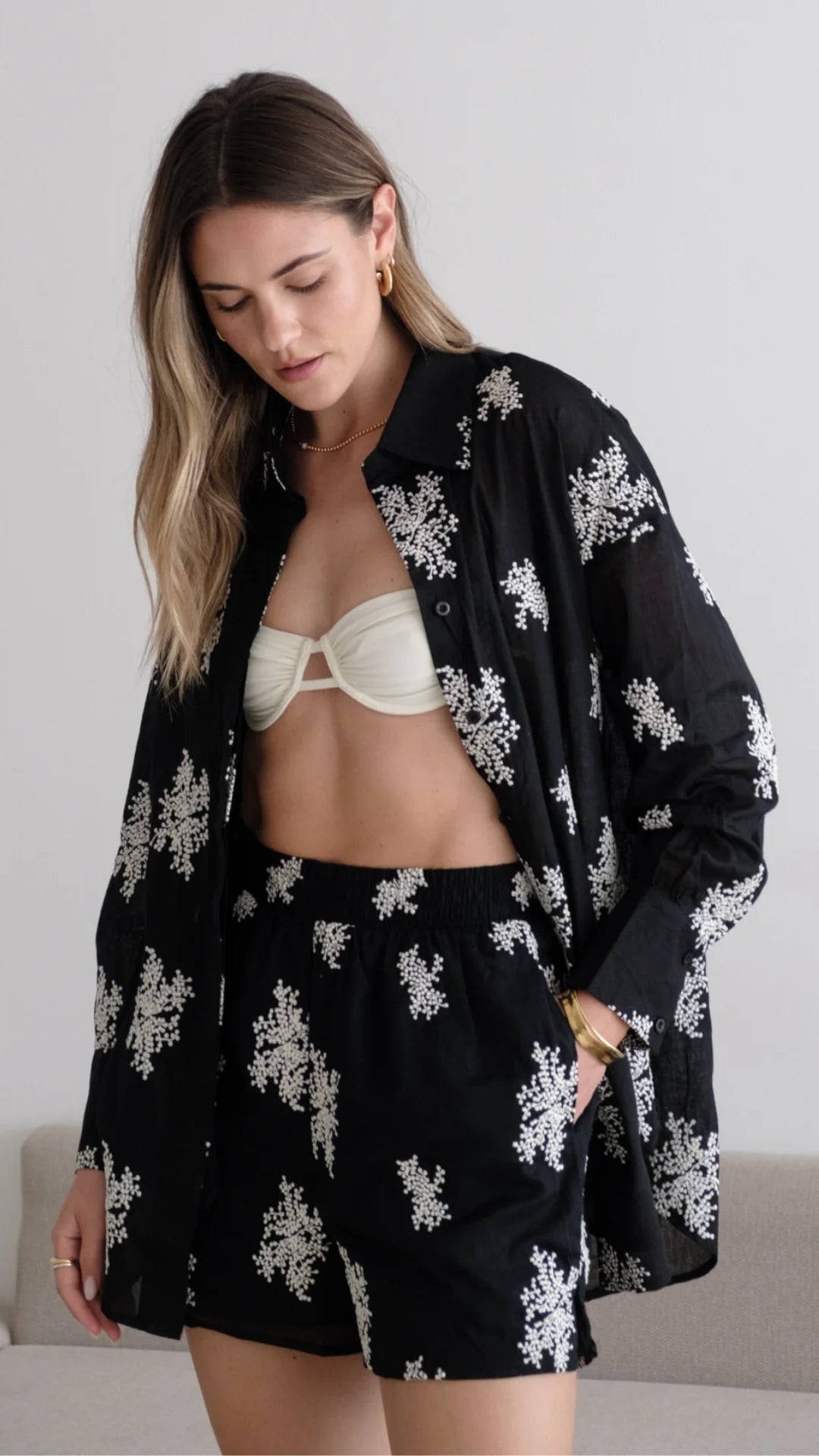 CELINA Embroidered Shirt and Shorts Set for Women - Floral Summer Outfit - Perfect for Beach Vacation, Casual Wear & Outdoor Activities