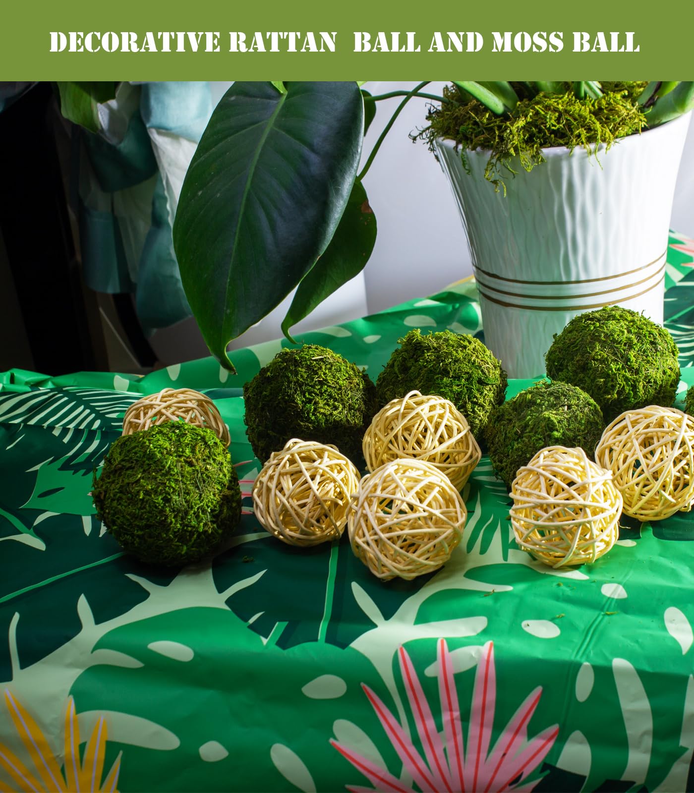 22 Pack Moss Balls & Wicker Rattan Balls - 8pcs 3.2