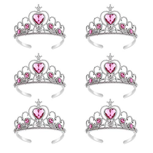 Wenosda Princess Tiara Crown Set - Pink Dress Up Costume Accessories for Kids, Girls & Toddlers - Perfect for Birthday Parties, Halloween & Pretend Play