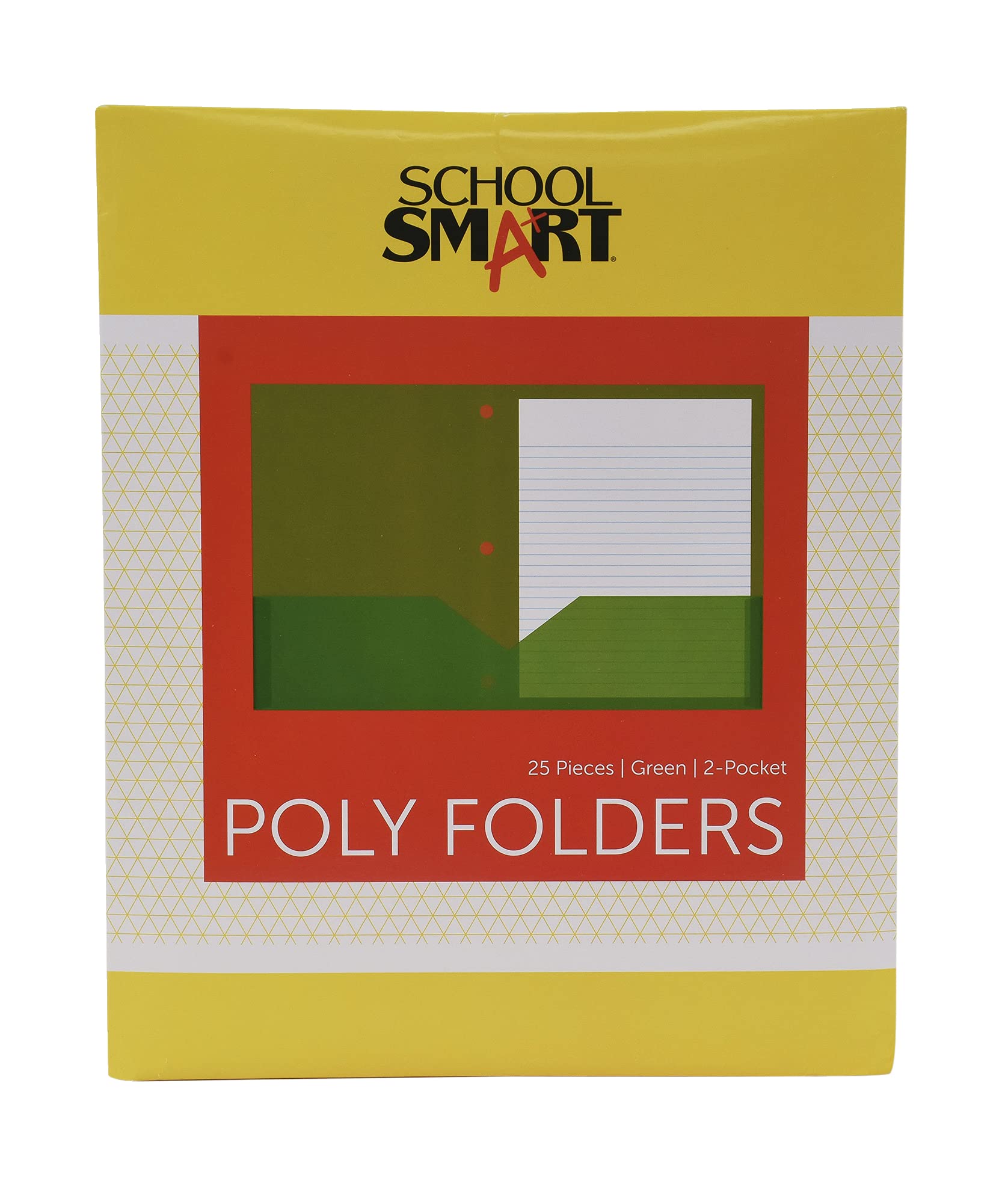 School Smart 2-Pocket Poly Folder with 3-Hole Punch - Green (Pack of 25) - Perfect for Classroom Organization, Homework & Document Storage