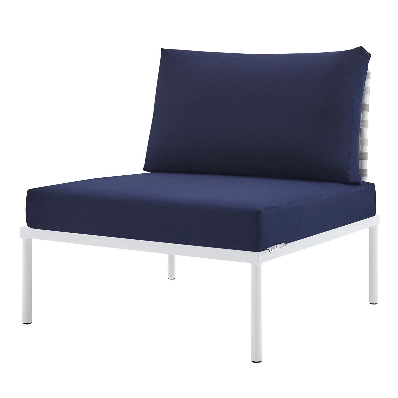 Modern Navy Blue Aluminum Lounge Sectional Sofa Set with Table - Outdoor Patio Furniture for Garden, Poolside & Cafe Relaxation