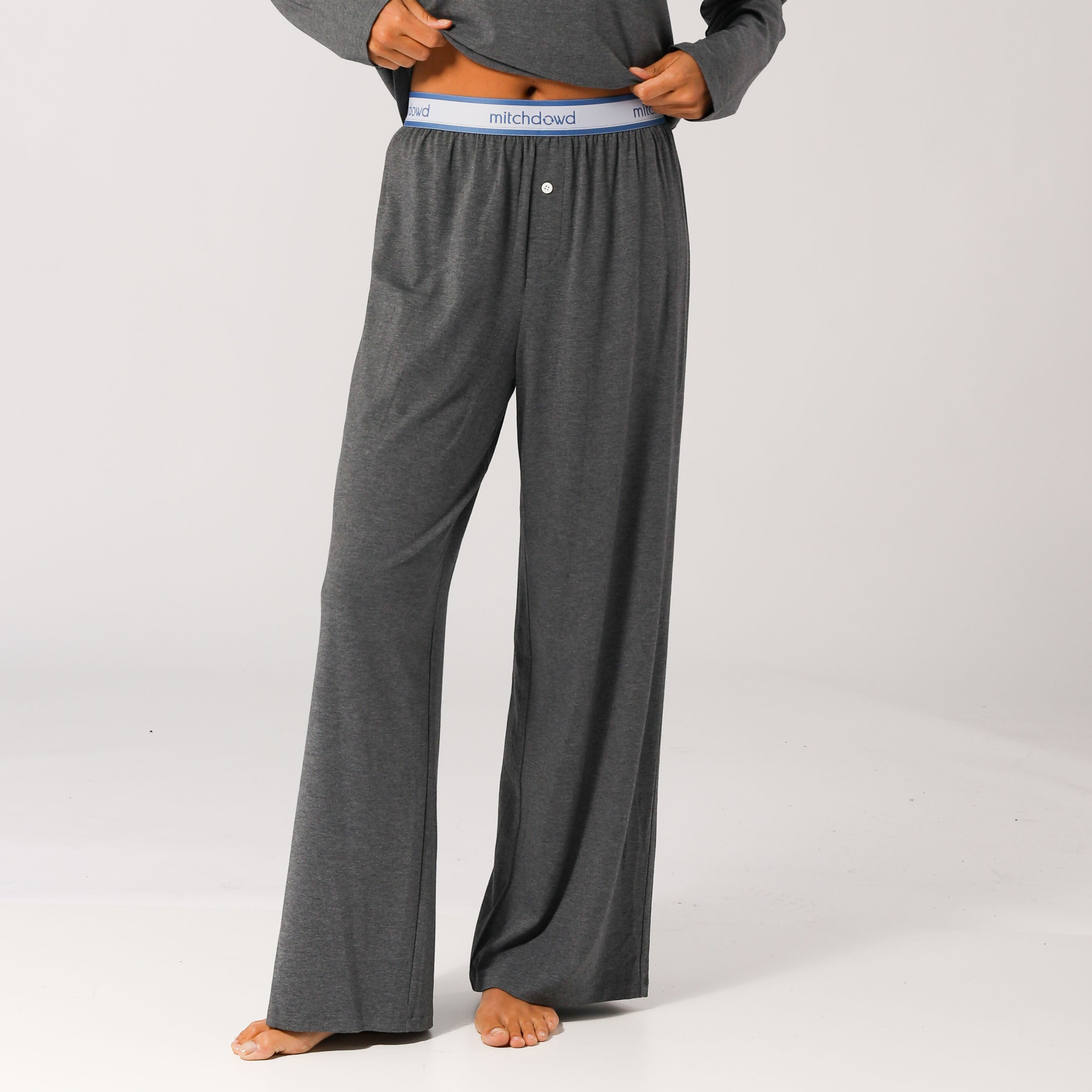 Women's Soft Bamboo Knit Sleep Pants - Breathable Lounge Pajama Bottoms in Grey Marle for Comfortable Nightwear & Relaxing at Home