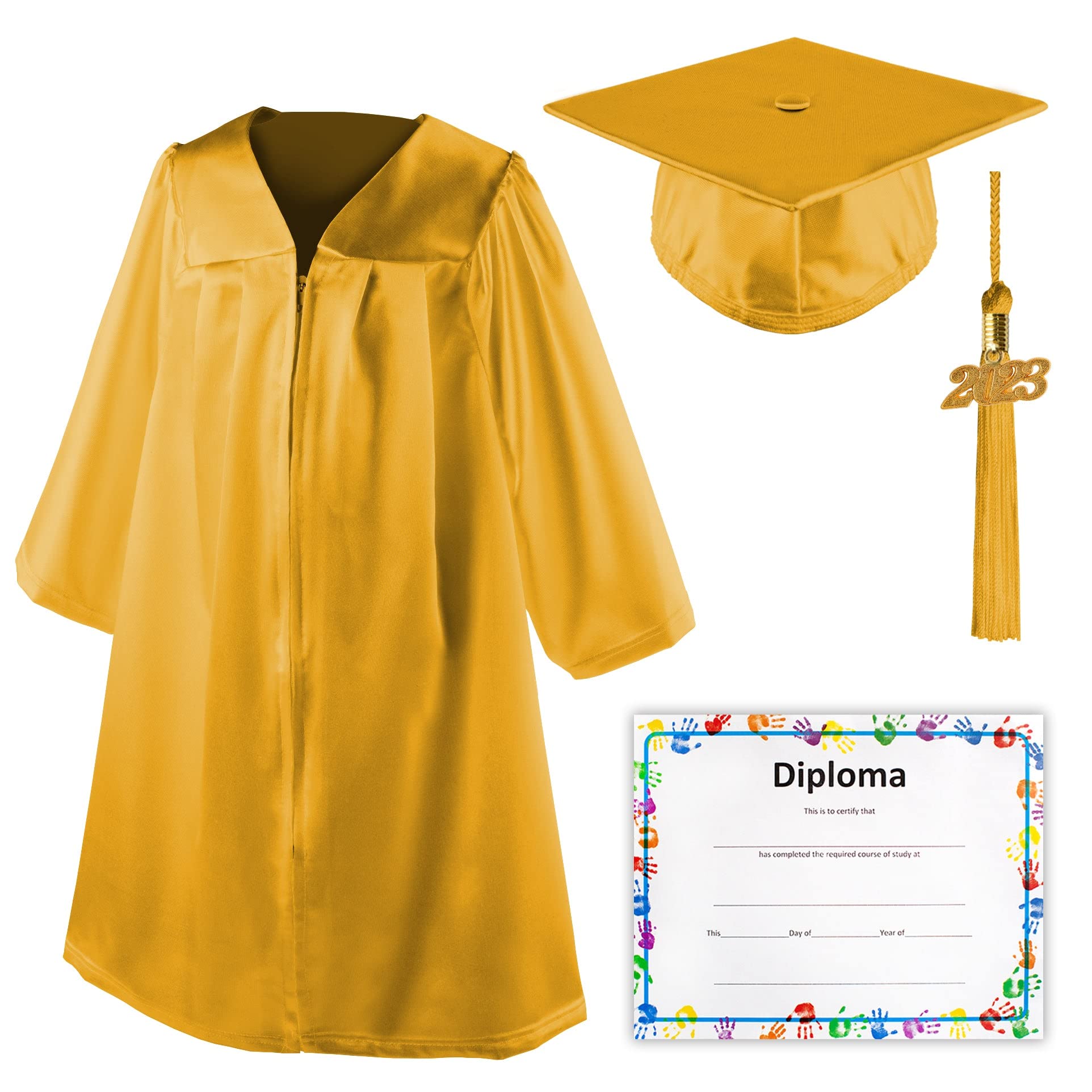 Shiny Kindergarten Preschool Graduation Cap & Gown Set with Matching Tassel & Diploma Certificate - Perfect for Preschool Graduation Ceremonies, Photo Shoots & Special Milestone Celebrations