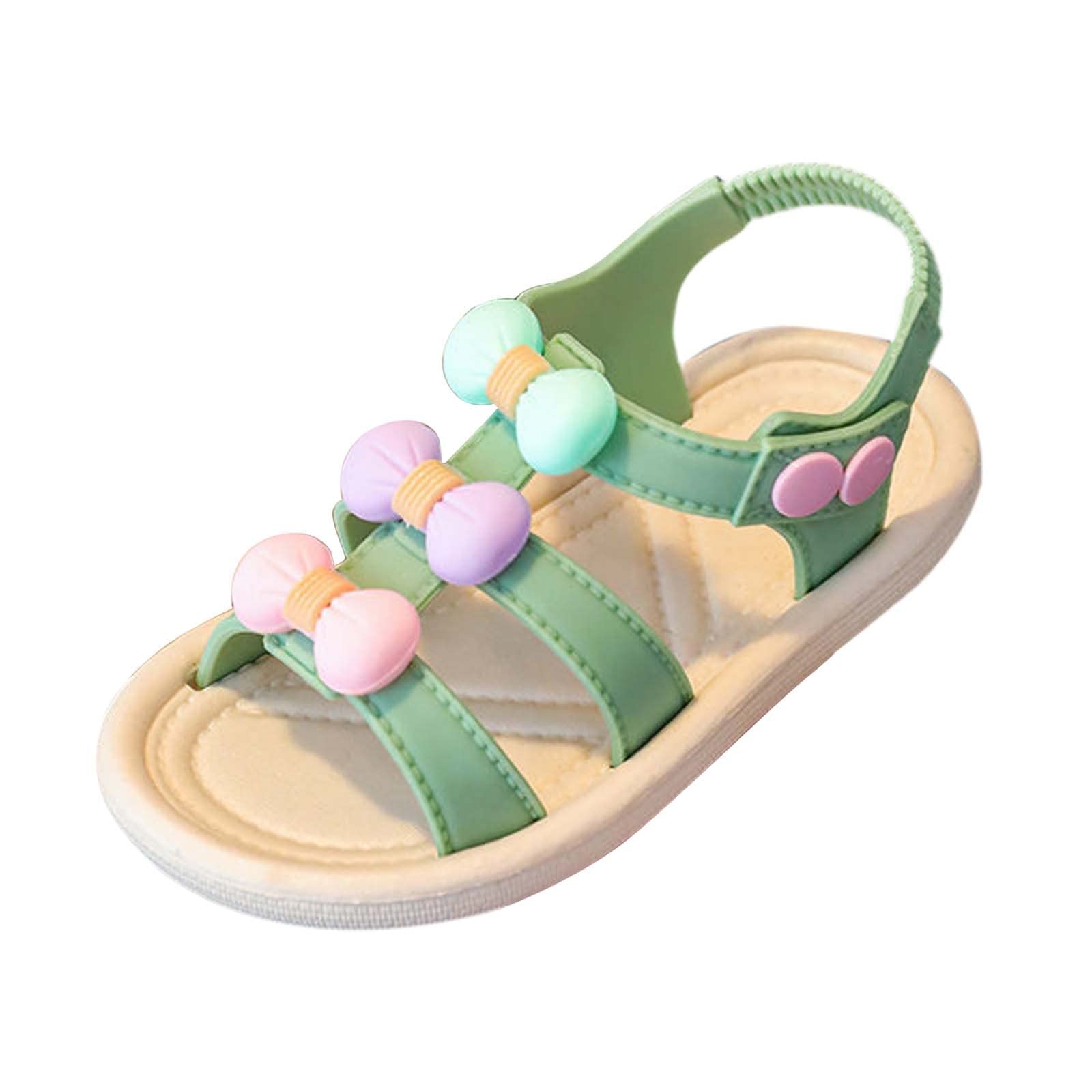 **Toddler Girls Sandals - Soft Sole Non-Slip Beach Shoes with Fashion Bow - Perfect for Summer Play, Walking & Outdoor Activities**