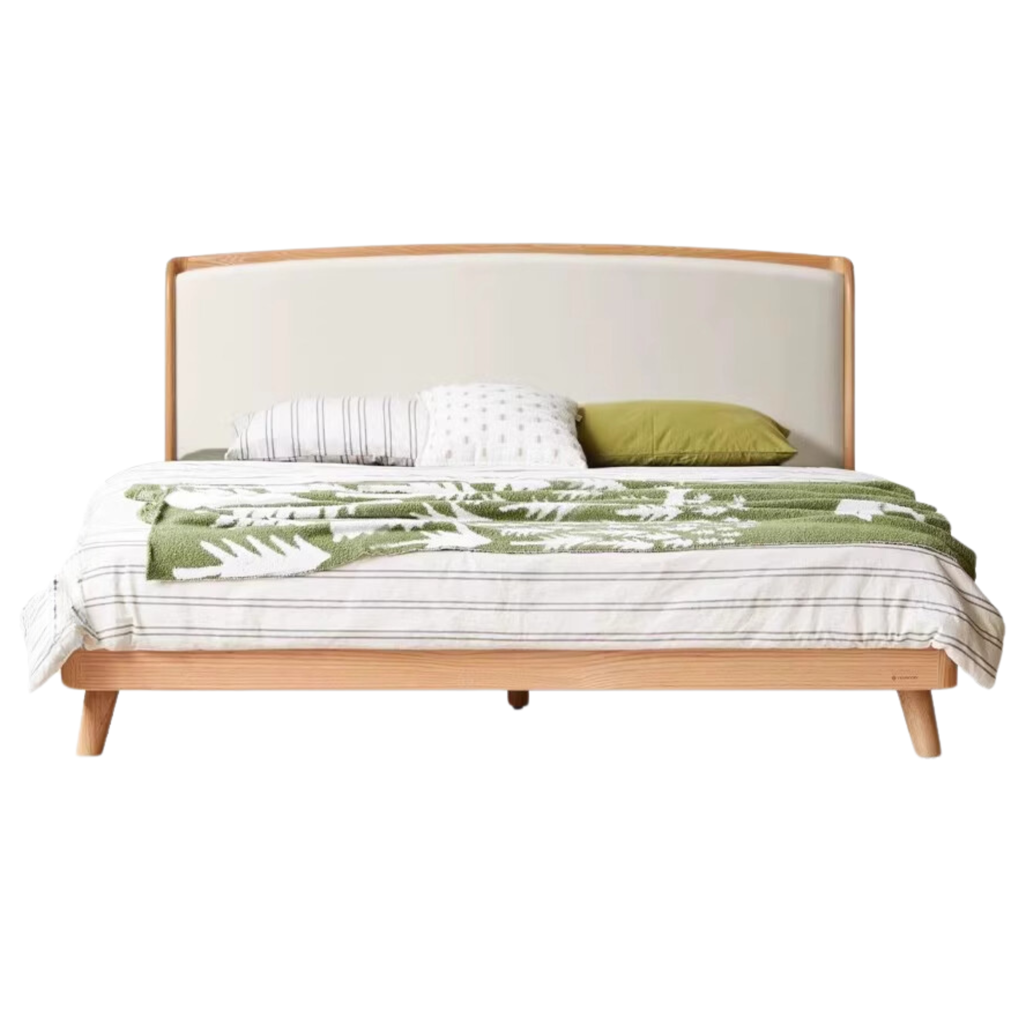 Natural Wood Color milk white Tech fabric soft backrest bed