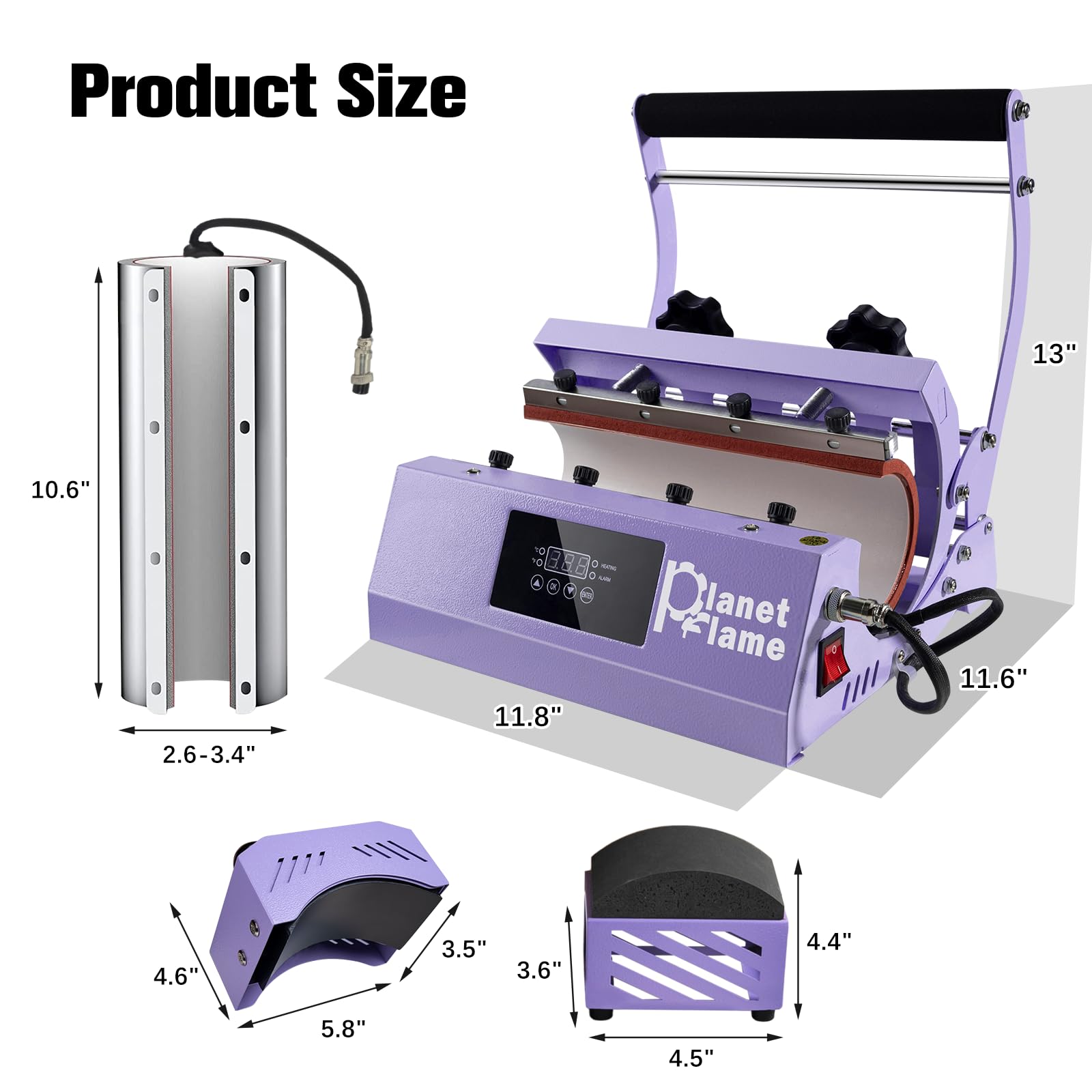 2-in-1 Heat Press Machine for Tumbler & Hat - Sublimation Printing for 11oz-30oz Cups & All Caps - Includes Heat Resistant Gloves & High Temp Tape (Purple) - Perfect for DIY Custom Drinkware & Fashion Accessories at Home or Small Business