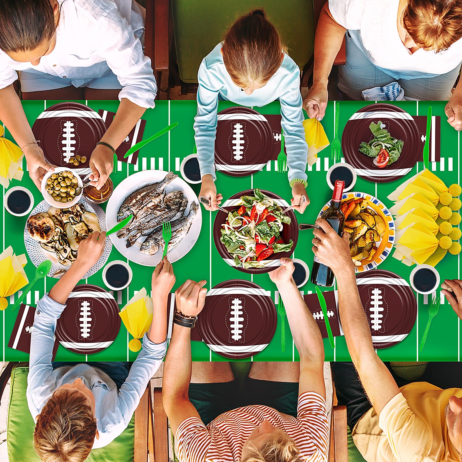 183 Pcs Super Bowl Party Decorations Kit 2025 - Football Party Supplies for 24 Guests, Includes Tablecloth, Plates, Cups & Banner - Perfect for Super Bowl Parties, Football Birthday Celebrations & Tailgating Events