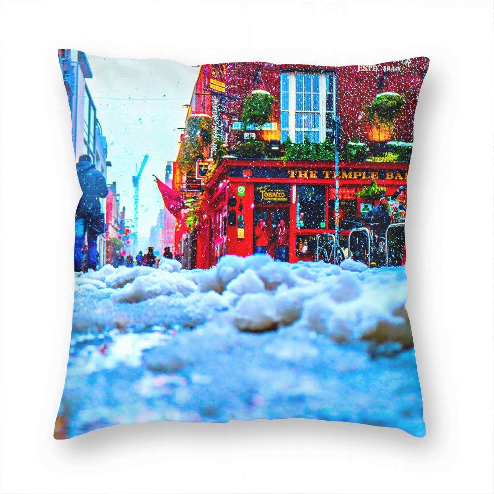 Dublin Ireland Pub Themed Decorative Pillow Cover 18x18 Inch - Cushion Case for Sofa, Chair, Bed, Car, Living Room, Bedroom & Office (KXR-2949) - Perfect for Irish-Themed Decor, Pub Lovers & Home Styling
